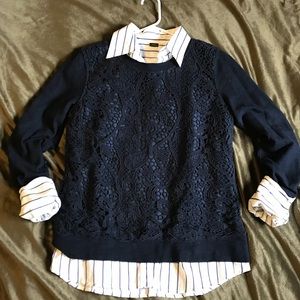 J. Crew Lace Crochet Crewneck Sweatshirt sweater